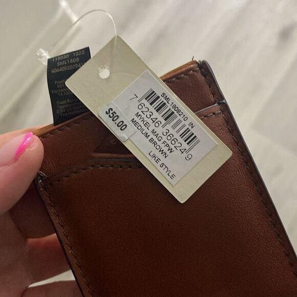 NWT- Fossil- Mykel Card Case- Medium Brown SML1808210 - Picture 7 of 11